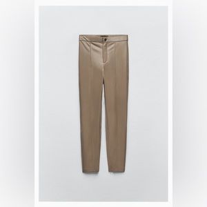 NWT Zara Faux Leather Leggings In Mink Size M